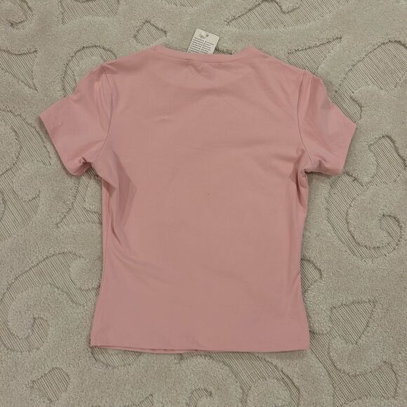 NWT Trendy Queen Cropped Short Sleeve Top Light Pink - Picture 5 of 5